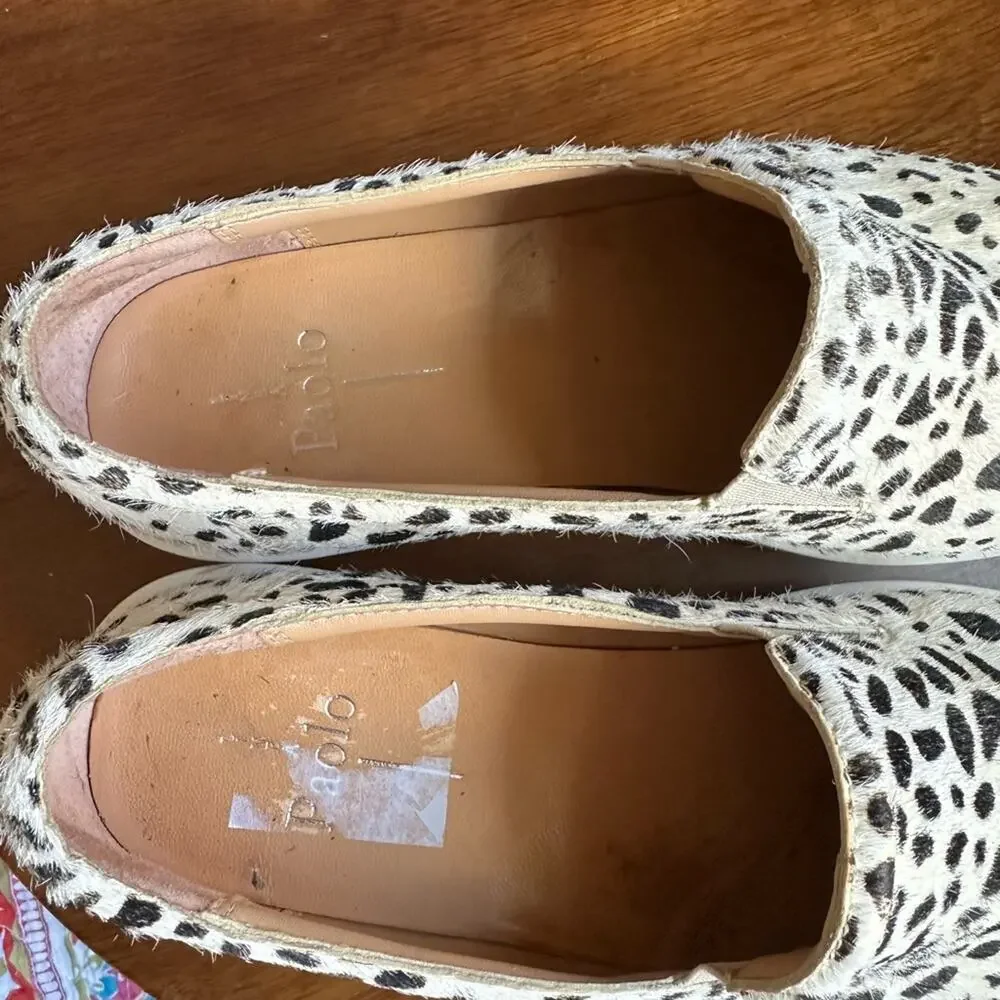 Paolo Genuine Calf Hair Animal Print Platform Slip-Ons | Streetwear Chic sz 7.5